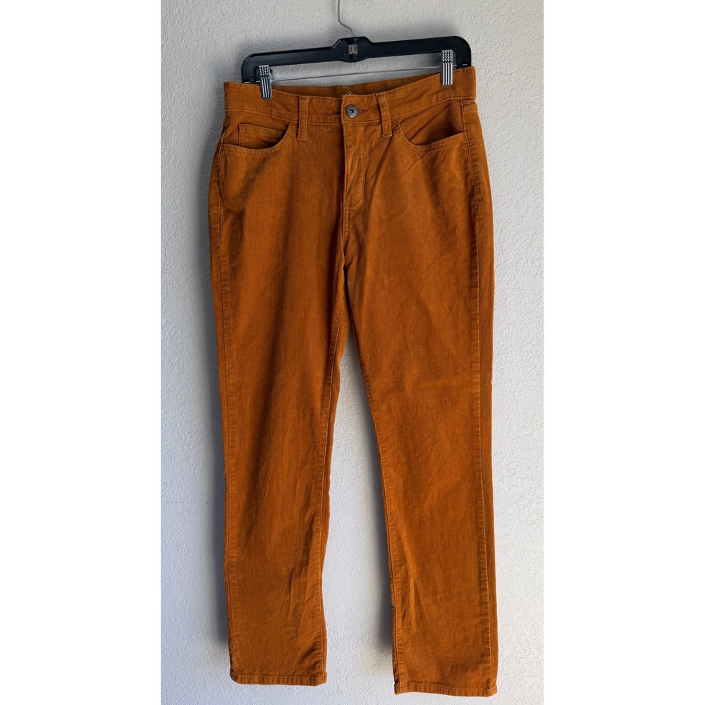 St Johns Bay Straight Leg Corduroy Pants Womens 8 Burnt Orange Rust Stretch